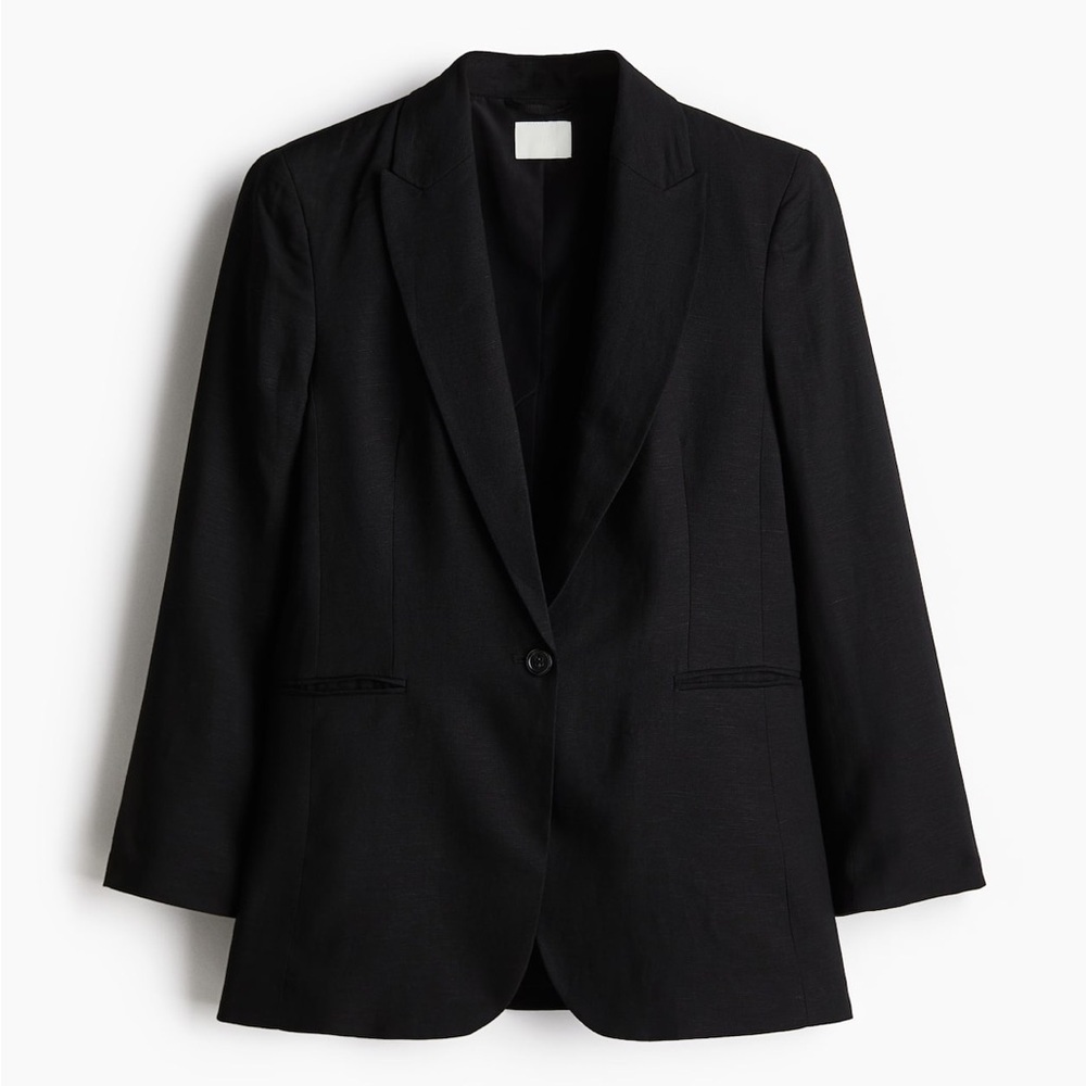 H&M Linen Blend Blazer- Lightweight Casual Workwear - Picture 5 of 10